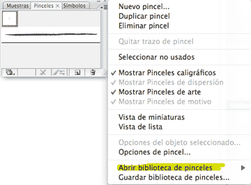 Abrir Biblioteca de pinceles Abrir Biblioteca de pinceles