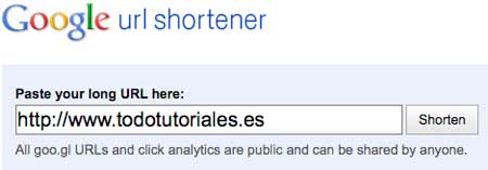Acortar URL con Google Acortador URL de Google