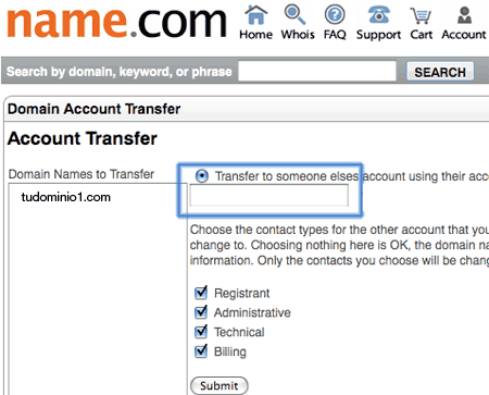 Transferir dominio Transferir dominio
